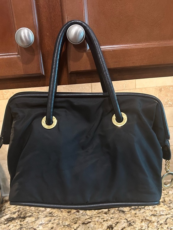 Celine Handbags - CELINE PARIS Hand Bag Nylon Black Gold with coa